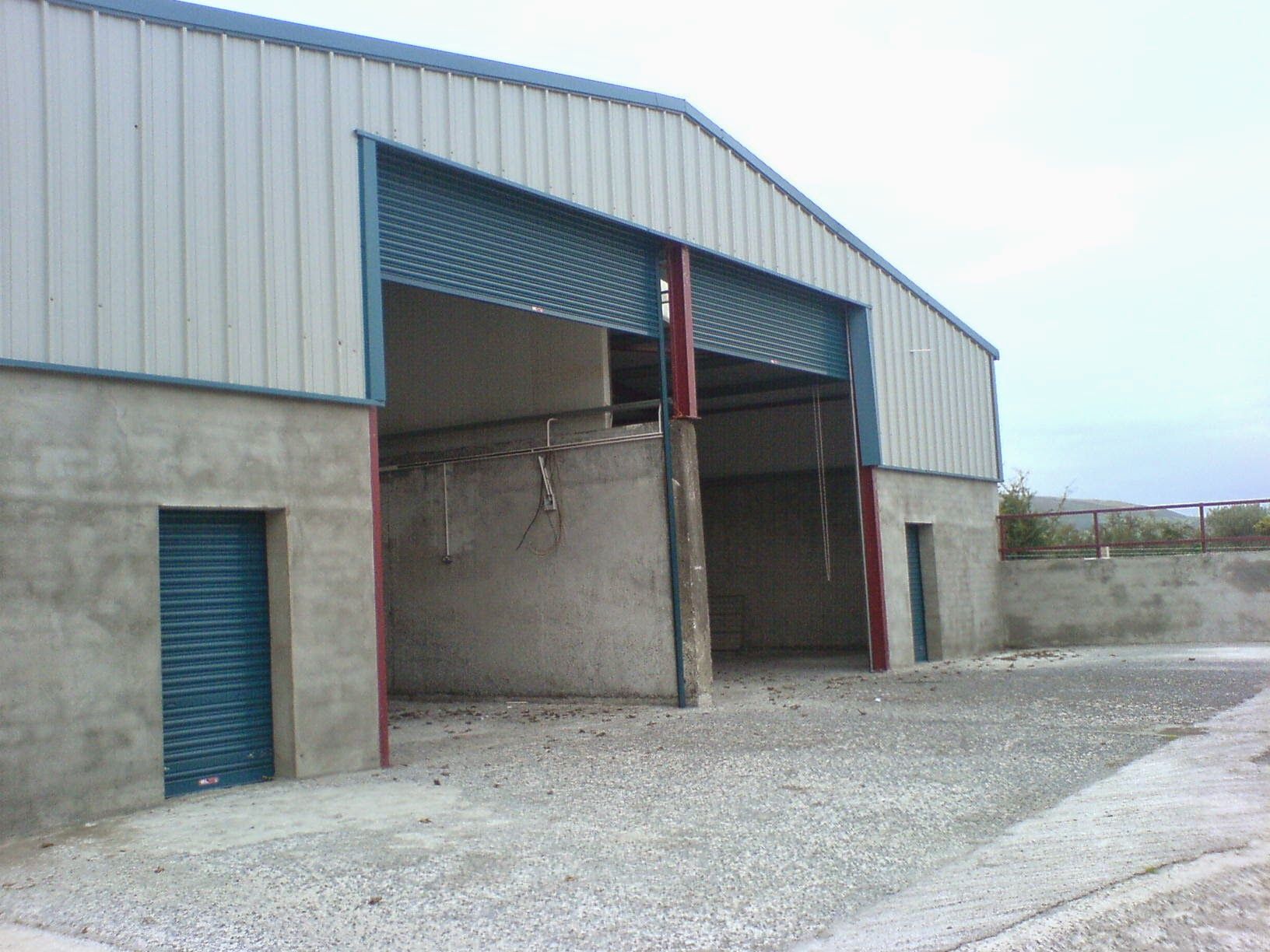 Entrance to MPC workshop units with electric roller doors, Newry